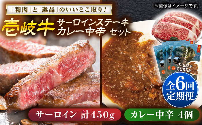 【全6回定期便】壱岐牛サーロインステーキ＆壱岐牛カレー中辛セット《壱岐市》【壱岐フードファクトリー】カレー サーロイン ステーキ 壱岐牛 [JDW120]