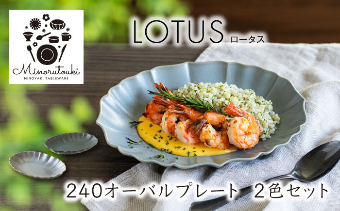 
【美濃焼】LOTUS(ロータス) 240オーバルプレート 2組セット（1形状×2色）【みのる陶器】 皿 プレート [MBF097]
