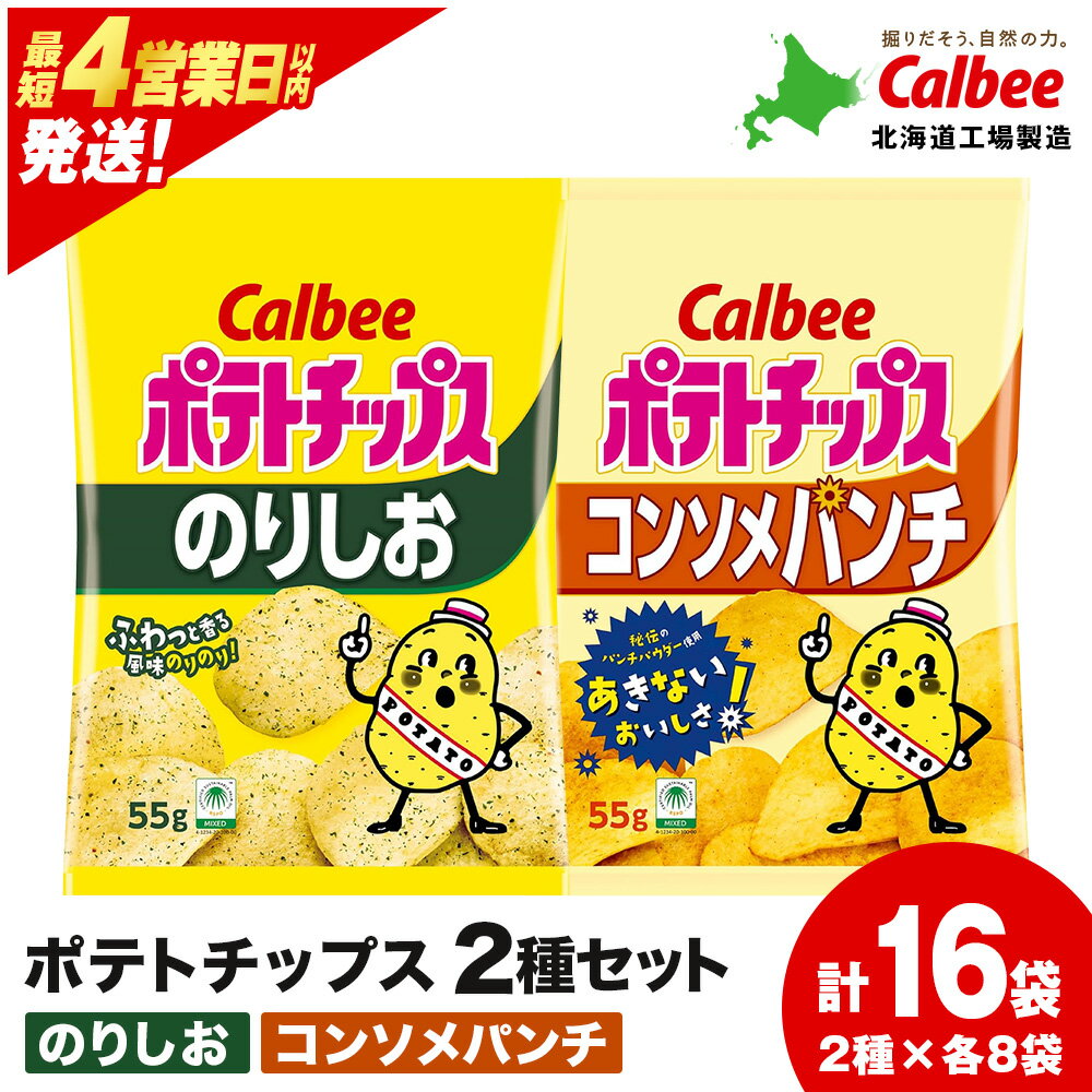 【ふるさと納税】カルビーポテトチップス 2種セット コンソメパンチ・のりしお 各8袋 《北海道工場製造》 スナック お菓子 北海道 千歳 ポテチ ポテトチップス 北海道ふるさと納税 千歳市 ふるさと納税【北海道千歳市】 ギフト ふるさと納税