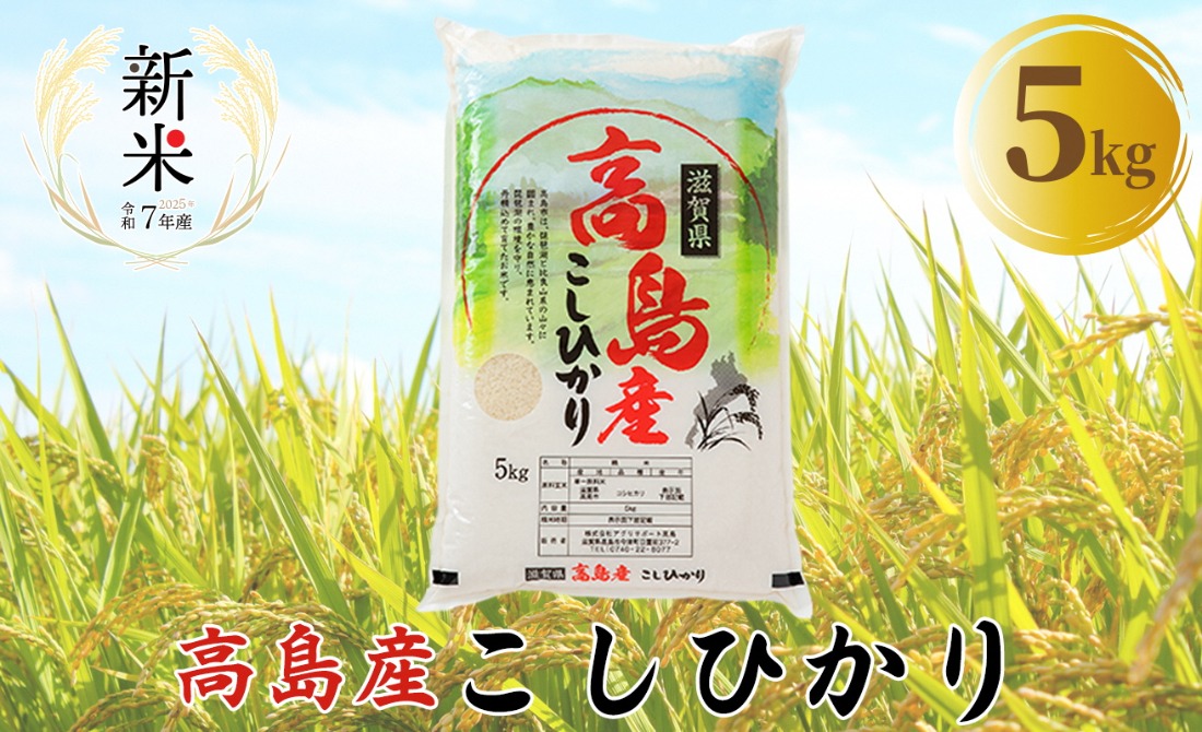 【C-600】【新米 令和7年産】アグリサポート高島　高島産こしひかり 5kg ［高島屋選定品］
