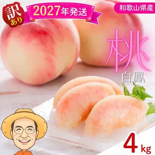 桃 白鳳 約4kg 箱 (13～15個) 【訳あり】サイズ不揃い カキエモン農園【BX-kkem030】