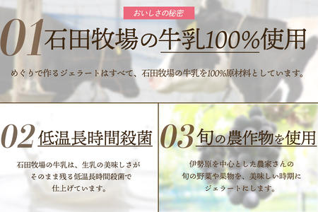 石田牧場のジェラート屋めぐり おまかせ ジェラート12個セット [1222]