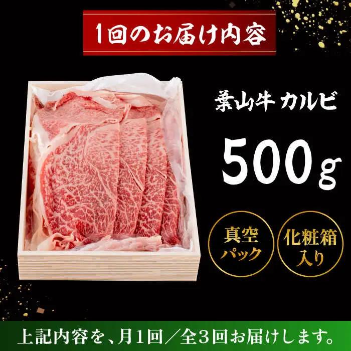 【全3回定期便】 葉山牛 カルビ500g／ カルビ[ASAP038]