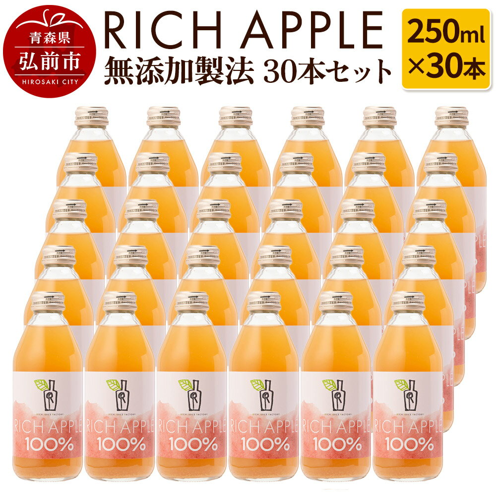 【ふるさと納税】りんごジュース RICH APPLE 無添加製法 30本セット（250ml×30本） [アップル おいしい ジュース セット セット品 りんご 飲料 果実 果物 美味 林檎]