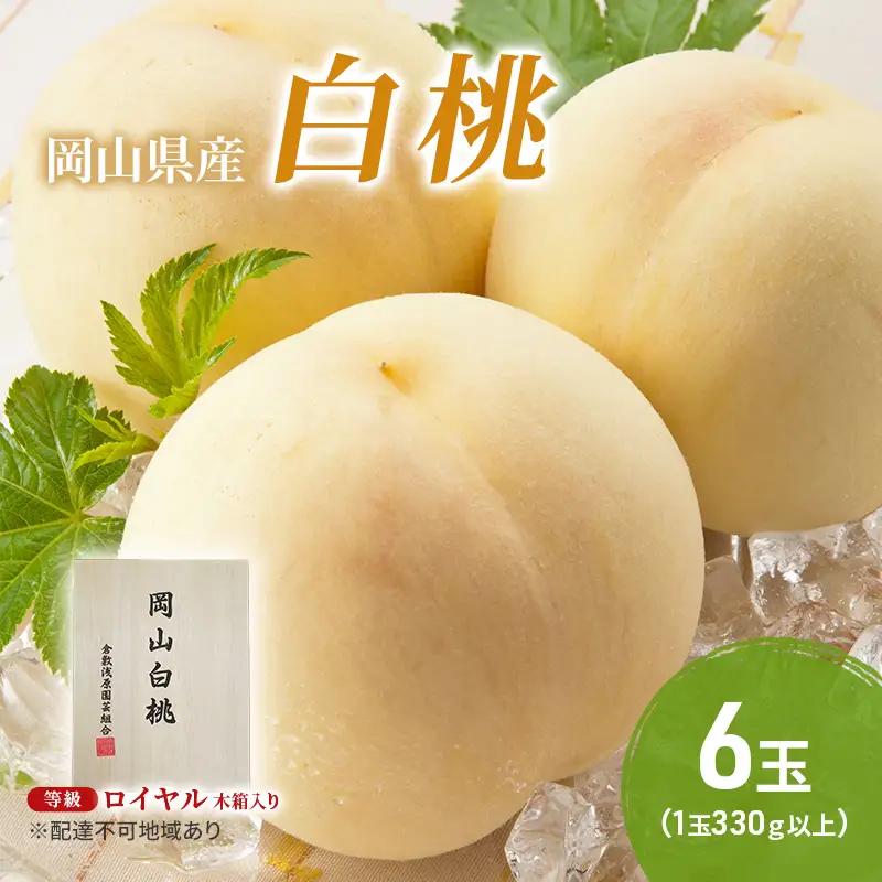 白桃 フルーツ ロイヤル 木箱入り 岡山県産 白桃【6玉 1玉330g以上】【先行予約】
