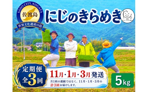 【定期便 3回】令和8年産 佐渡上横山産にじのきらめき 精米5kg 金北山の水で育てた | 新潟県産にじのきらめき 新潟産にじのきらめき 佐渡産にじのきらめき 新潟県産にじのきらめき 佐渡産にじのきらめき 上横山 お米 米 にじのきらめき 白米 精米 ブランド米 おこめ コメ 5キロ 農家直送 にいがた さど 新潟県 佐渡市