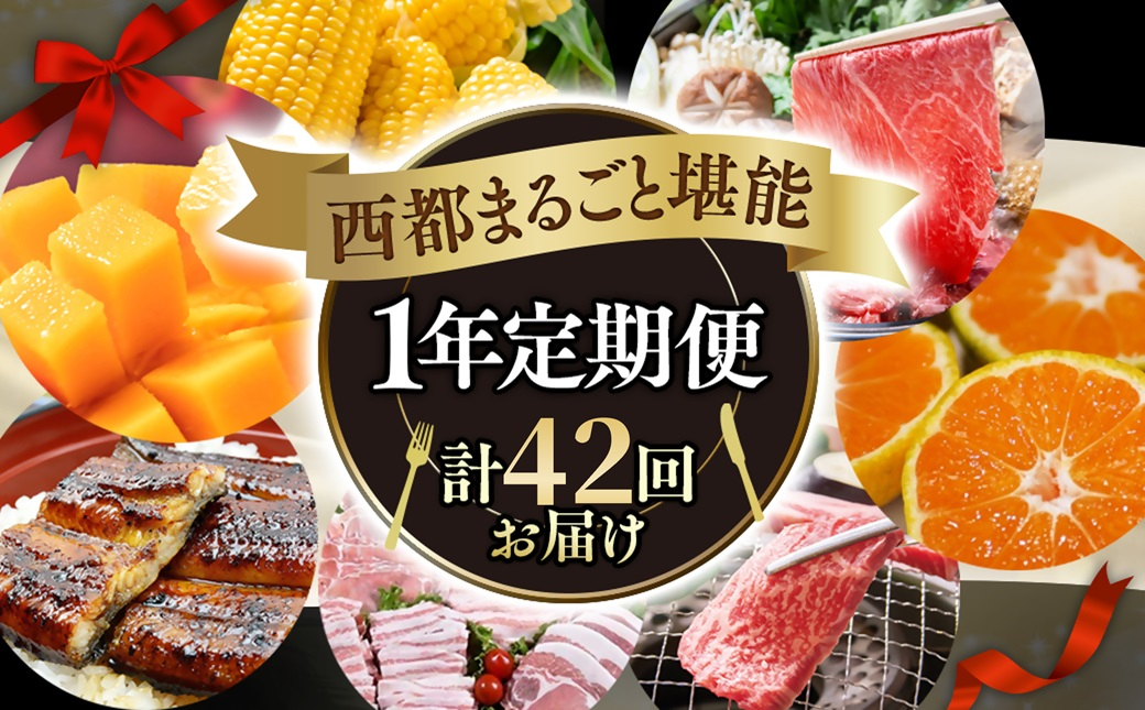 【季節の定期便G】12ヶ月毎月届く 西都まるごと堪能セット42品お届け！【プレミアムコース】マンゴー 宮崎牛 うなぎ 牛肉等＜1-7a＞ プレミアムコース