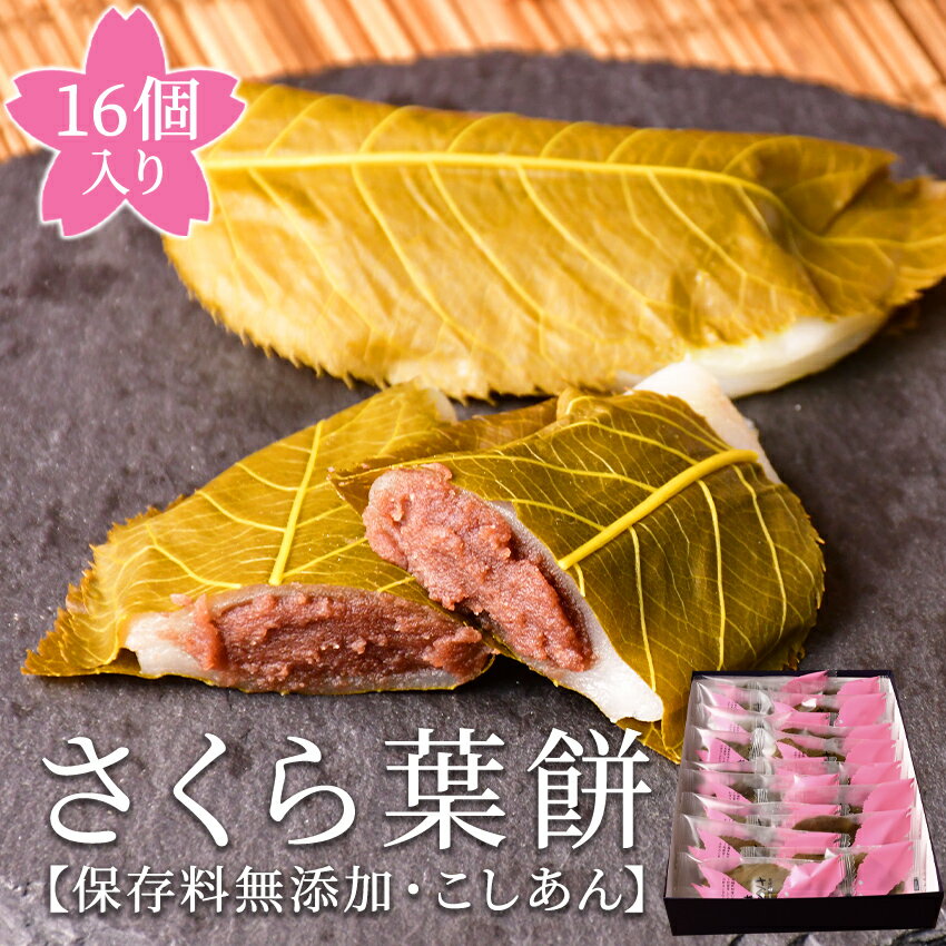 【ふるさと納税】梅月園 さくら葉餅 16個入 こしあん さくら葉 餅 餡 和菓子 個包装 ギフト お取り寄せ