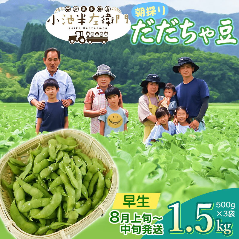 【ふるさと納税】【令和7年産先行予約】朝採りだだちゃ豆 早生1.5kg (500g×3袋)　枝豆 小池半左衛門　山形県鶴岡市