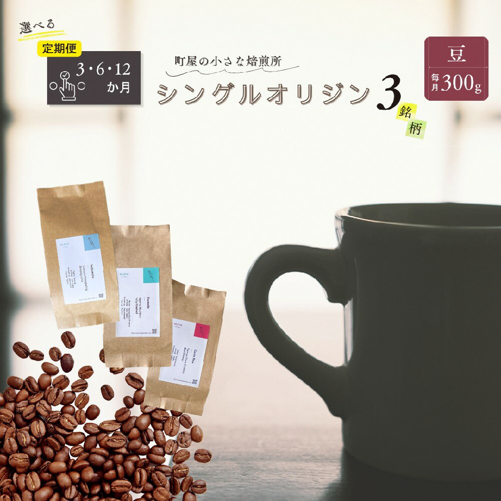 【ふるさと納税】【定期便】【選べるコース】シングルオリジンコーヒー100g × 3品種（豆）計300g×3ヶ月・6ヶ月・12ヶ月　｜　 オリジナルブレンド 自家焙煎 珈琲 コーヒー豆 珈琲豆 ブラックコーヒー coffee 毎月 新潟県 村上市 1075015 1075017 1075021
