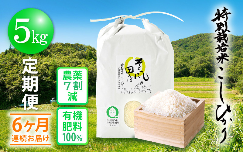 
            米 定期便 ≪6ヶ月連続お届け≫ 特別栽培米 コシヒカリ 5kg × 6回 福井県産米（有機肥料100% 農薬7割減）【令和6年産 新米 人気品種 こしひかり 計30キロ】 [e10-g001]
          