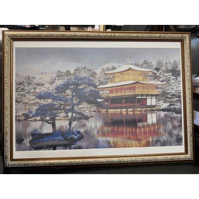 ふるさと納税 与謝野町 写真織絵画(金閣寺) シルク100% 大切な人への贈り物にも【京都府与謝野町】