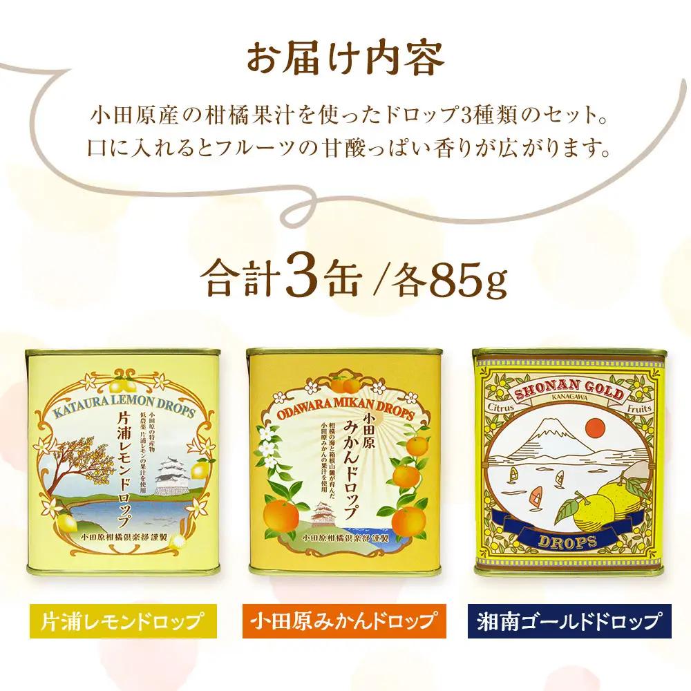 【小田原の柑橘果汁を使ったドロップ3種類セット】口に入れるとフルーツの香りが広がるドロップ。【 ドロップ 神奈川県 小田原市 ドロップ】