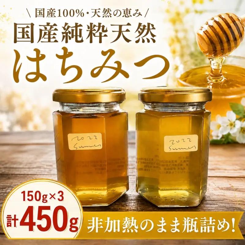 【羽生市産】 非加熱・純粋 雨読晴耕村舎の庭先 はちみつ 150g 3個 セット