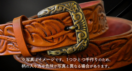 牛革ベルト アンティーク・茶染め 【太さ30mm / 厚さ3.7mm / L(130cm)】  [BE022ya-L]