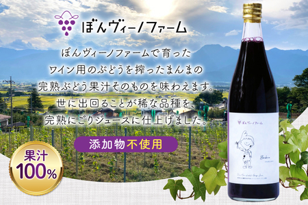 【極甘】 ワイン用 ぶどうジュース バルベーラ 720mL 1本 [ぼんヴィーノファーム 長野県 池田町 48110731] 葡萄 ブドウ ストレート ギフト 極甘 果汁 100