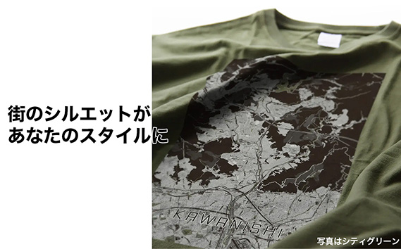 【川西】地図柄ビッグシルエットTシャツ（サンドカーキ）XLサイズ KWNN097