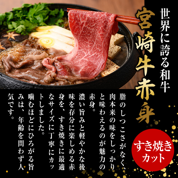 宮崎牛 赤身カット すき焼き (計500g・250g×2) すき焼き お肉 牛肉 黒毛和牛 宮崎牛 ブランド和牛 冷凍 国産 モモ ウデ 宮崎県産【YM-21】【YAMATO株式会社】