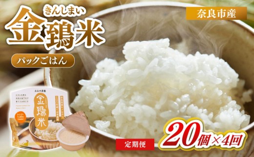 白米 パックごはん 20個×4回 定期便 金鵄米 きんしまい 定期 米 お米 精米 産地直送 農家直送 おむすび おにぎり こめ お弁当 ご飯 ごはん ブランド米 奈良県 奈良市 なら ono05
