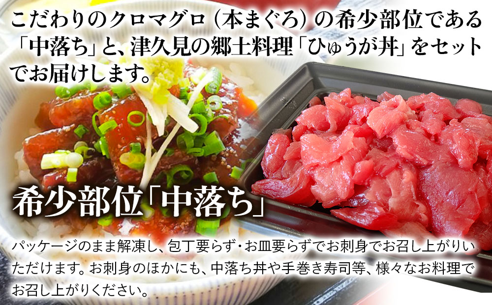 豊後まぐろ ヨコヅーナ 中落ち 200g・ひゅうが丼セット 120g×2   鮪 マグロ 海鮮丼 希少部位 刺し身 盛り合わせ 冷凍 新鮮 漬け丼 大分県産 九州産 津久見市 国産