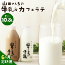 【ふるさと納税】【6ヶ月定期便】山田さんちの牛乳・カフェラテ セット 900ml×2本×6回 合計10.8L 飲み比べ ノンホモ牛乳 生乳100％ カフェラテ 牛乳 ミルク ミルクコーヒー コーヒー 珈琲 低温殺菌 乳飲料 ドリンク 熊本県 西原村産 冷蔵 送料無料