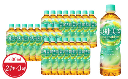 【定期便】爽健美茶 PET 600ml（24本入）×3か月 ノンカフェイン ブレンド茶  コカ・コーラ  BB-0037