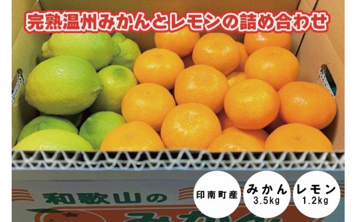 
                  印南町産 完熟温州みかん約3.5kg（S～Lサイズ）＆レモン約1.2kg詰め合わせ
                