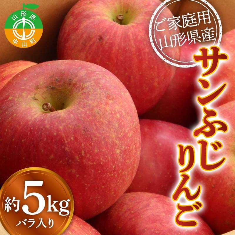 【ふるさと納税】【家庭用】 山形県産サンふじりんご 約5kg 訳あり バラ入り 林檎 リンゴ 果物 くだもの フルーツ 山形県産 F4A-0911