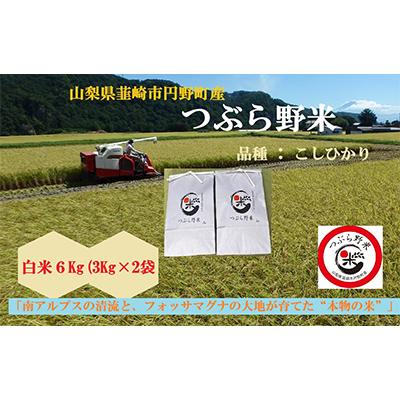 ふるさと納税 韮崎市 つぶら野米　コシヒカリ　6kg(白米3kg×2袋)