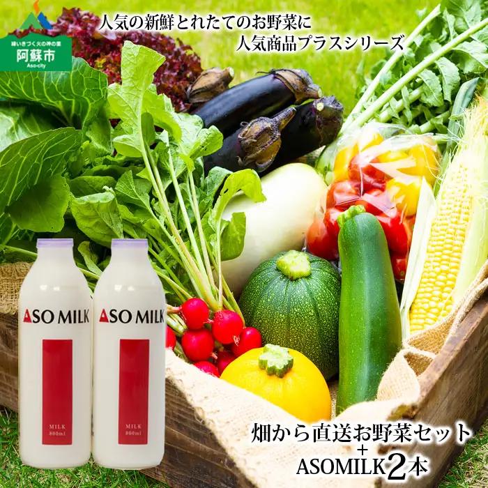 季節のお野菜セットと阿部牧場のASOMILK800ml×2本