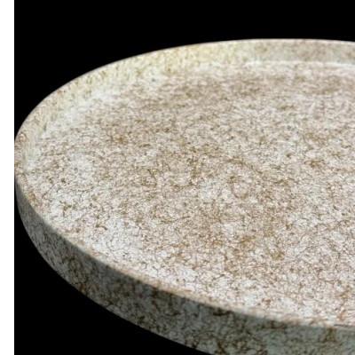 ふるさと納税 九度山町 木製 丸トレイ　乱糸 (マット仕上げ)　純白 |  | 01