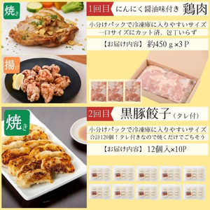 【F90005】＜定期便・全6回＞肝付町セレクト定期便《簡単調理で肉を楽しむ定期便B》 鹿児島県産 牛肉 豚肉 黒豚 牛丼 餃子 ギョウザ ロース 味噌漬け しゃぶしゃぶ 肩ロース バラ肉 ハンバーグ