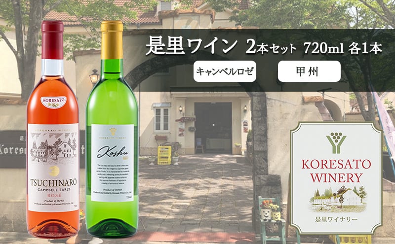 
            是里 ワイン 果実酒 キャンベルロゼ 甲州 720ml 各1本 岡山 赤磐市 お酒
          