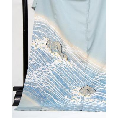 ふるさと納税 京都市 【池内友禅】手描友禅染 色留袖(岩に流水文) |  | 01