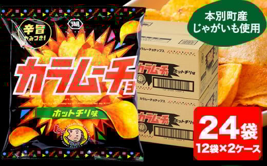 本別産原料使用!コイケヤ カラムーチョチップスホットチリ味 24袋 本別町観光協会 《60日以内に出荷予定(土日祝除く)》北海道 本別町 ポテト ポテトチップス 菓子 スナック スナック菓子 ホットチリ 送料無料