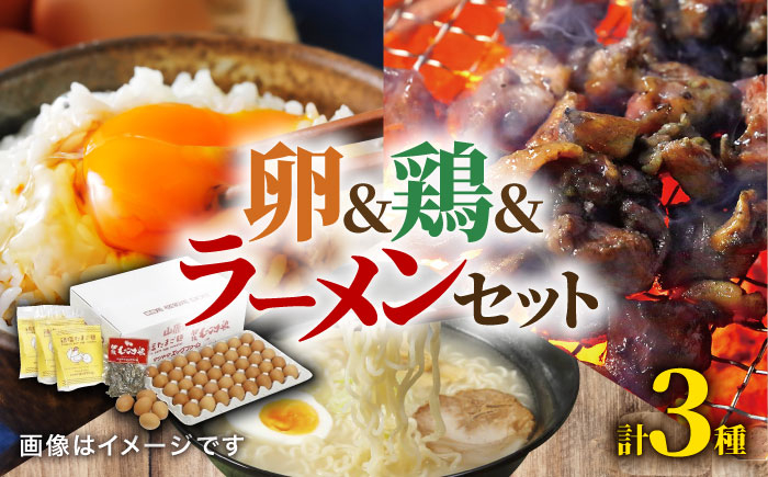 
【数量限定】山鹿の たまご & 肥後もっこす鶏（炭火焼） & 鶏塩たまご麺セット 【マツヤマエッグファーム】卵 タマゴ 鶏肉 ラーメン セット 詰め合わせ 熊本県 特産品 [ZAW001]
