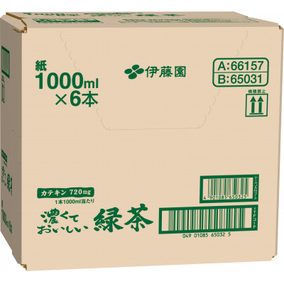 伊藤園 濃厚な味わいを楽しむ 濃くておいしいお茶 1ケース(1L×6本) 業務用 紙パック【配送不可地域：離島・沖縄県】