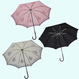 晴雨兼用傘 レディース 長傘 大きめ シャンデリア プリント 手開き 165207 ピンク ／ まちづくり観光振興機構 UV防止加工 紫外線対策 全天候型 奈良県 田原本町