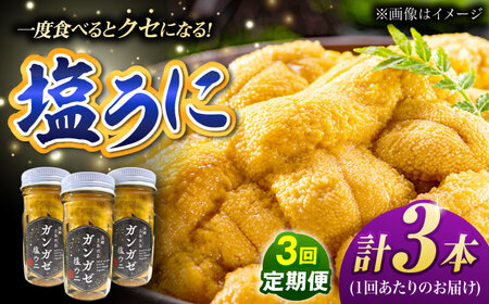 【全3回定期便】ガンガゼ塩うに 70g×3本 / ウニ 雲丹 五島市 / うた丸[PGA003]