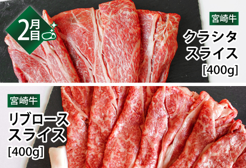 宮崎牛 しゃぶしゃぶ すき焼き 食べ比べ 3ケ月 コース |牛肉 牛 肉 バラスライス ウデスライス クラシタスライス リブローススライス モモスライス 三角バラスライス