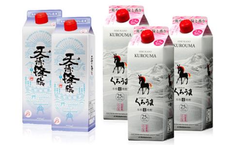 神楽酒造　大人気芋焼酎「天孫降臨」＆麦焼酎「くろうま」スリムパックセット　900ｍｌ×5本<1.6-12>