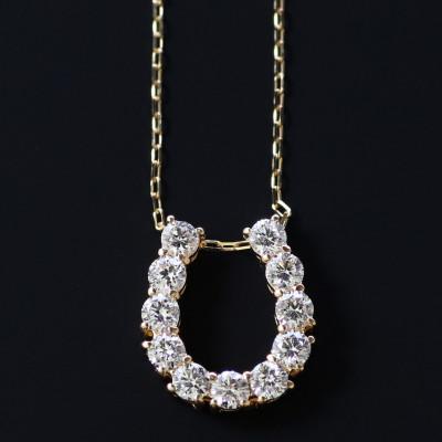 ふるさと納税 大津市 【10金 ラボダイヤネックレス 0.363ct】50cm 馬蹄ばていペンダント 優しい透明感 K10