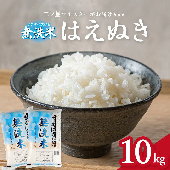 【ふるさと納税】無洗米 はえぬき 5kg×2袋 計10kg 令和7年産 山形県庄内産 東北 山形県 酒田市 庄内地方 庄内平野 米 お米 無洗米 ブランド米 庄内米