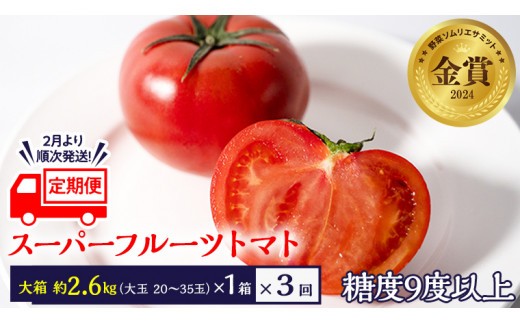 
                  《 2027年 収穫分 》全3回 定期便 スーパーフルーツトマト 大箱 約2.6kg × 1箱 × 3回 糖度9度以上 先行予約 定期便 3ヶ月 茨城県 桜川市 KEK 国産 トマト フルーツトマト ブランドトマト 野菜 ギフト 贈答 青空レストラン アド街ック天国 グッドモーニング 黄金のワンスプーン 昼めし旅 [BC048sa]
                