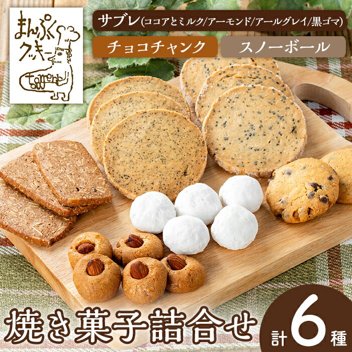 【ふるさと納税】焼き菓子の詰合せセット(計6種) 焼菓子 菓子 お菓子 お土産 手土産 おやつ デザート セット 詰め合わせ ギフト サブレ アーモンド アールグレイ ココア クルミ 黒ゴマ スノーボール チョコチャンク【まんぷくクッキーtomorrow】