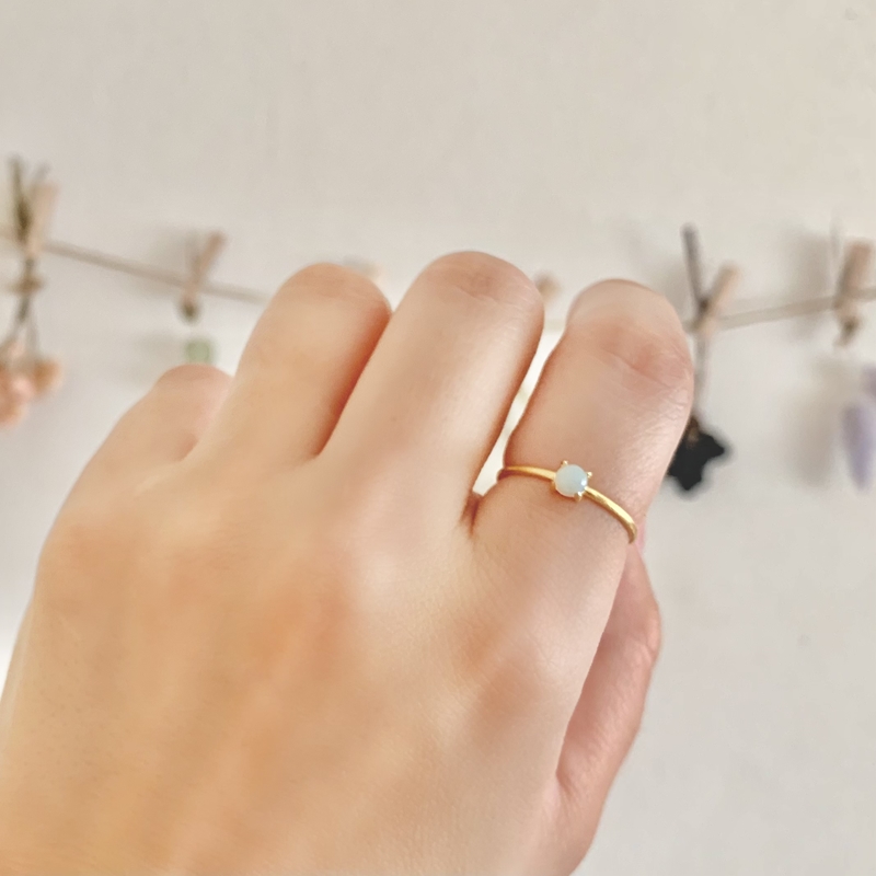 11号 オパール リング (Silver925 18KGP仕上げ) 指輪 ／ Maco アクセサリー シルバー ヘアライン加工 プレゼント 奈良県 田原本町