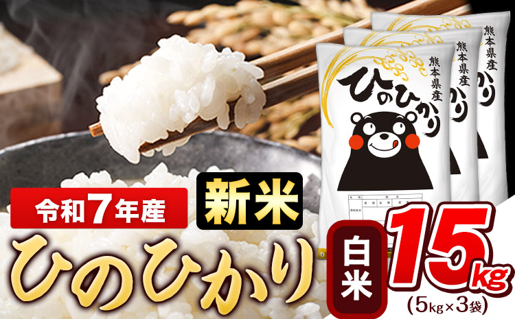 新米 令和7年産 ひのひかり 白米 15kg (5kg×3袋)《11月上旬頃まで出荷》熊本県産 白米 精米 ひの 米 こめ ヒノヒカリ コメ お米 おこめ
