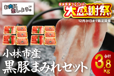【年末大感謝祭！】モリモリ黒豚まみれセット　3.8ｋｇ（国産 豚 黒豚 直送 冷凍 小分け しゃぶしゃぶ すき焼き 限定 黒豚 黒豚 黒豚 黒豚 黒豚 )