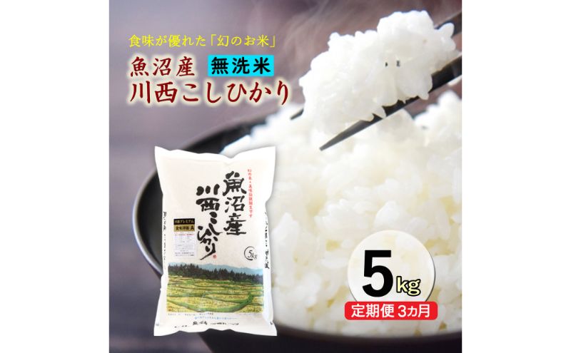 【先行予約】【定期便／3ヶ月】無洗米 魚沼産川西こしひかり5kg  令和7年度米＜令和7年10月下旬～発送予定＞ 
