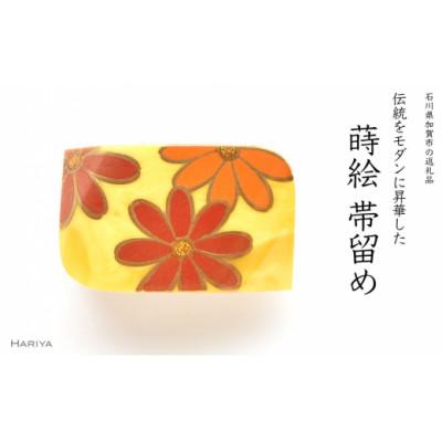 ふるさと納税 加賀市 花蒔絵  琥珀帯留め